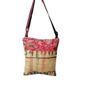 Boho-Chic WEBE Handmade Coffee Sack Shoulder Tote | Upcycled, Artisan Bag